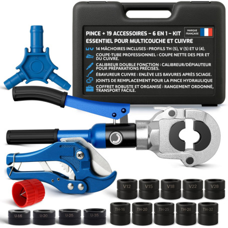 Kit Pince à Sertir Multicouche & Cuivre 6-en-1 avec Outils Compléments