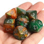 Set de 7 dés DND Vert et Orange pour Jeux de Rôle