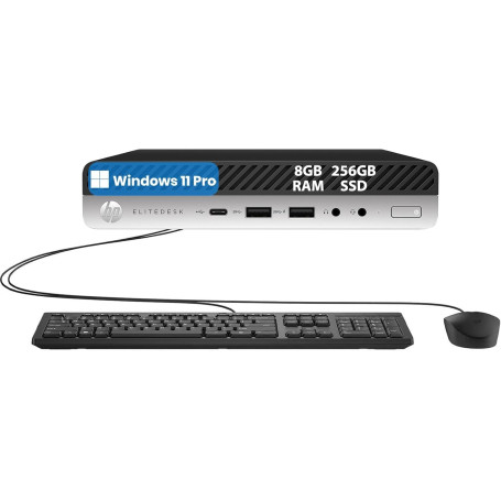 HP EliteDesk 800 G3 Mini-Ordinateur de Bureau Rénové - Intel i5, 8 Go RAM, 256 Go SSD