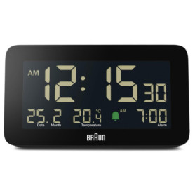 Réveil Numérique Braun BC10B avec Affichage LCD et Alarme Crescendo