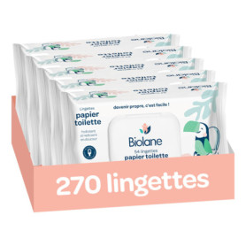 Lingettes Douces Biolane pour Toilette Bébé - Lot de 5 Paquets de 54