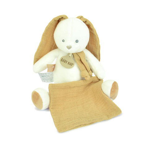 Pantin Doudou Lapin Nougat en Coton pour Bébé - Jouet d'Éveil Tendre