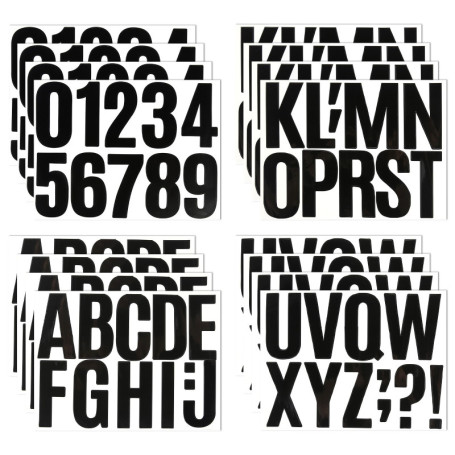 Lot de 16 Autocollants Lettres et Chiffres en Vinyle Imperméable
