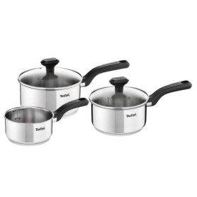 Tefal Comfort Max Set de 3 Casseroles Inox avec Couvercles en Verre
