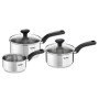 Tefal Comfort Max Set de 3 Casseroles Inox avec Couvercles en Verre