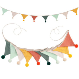 Guirlande de Fanions Romon en Coton Multicolore pour Chambre d'Enfant - 2,6 M
