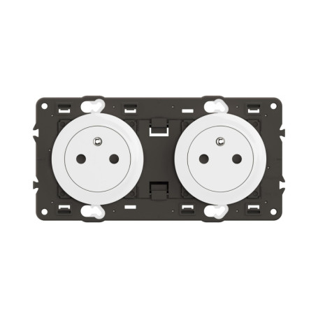 Prise Électrique Double Céliane avec Terre - Legrand - Blanc Rétractable