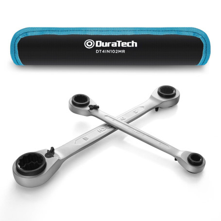 DURATECH Lot de 2 clés à cliquet réversibles 4-en-1 - Métriques 8 à 19 mm