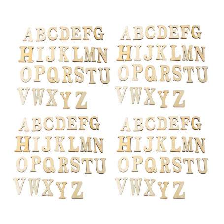 Lot de 104 Lettres en Bois Brut pour Loisirs Créatifs - Alphabet A à Z