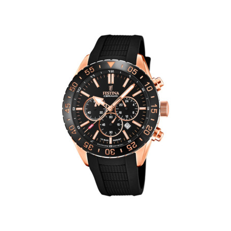 Montre Festina Homme Chronographe en Acier Inoxydable et Caoutchouc Noir