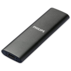 Philips SSD Portable 2 To - Ultra Fin en Aluminium avec USB-C et Vitesse 550 Mo/s