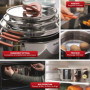 Batterie de cuisine Tefal 13 pièces en acier inoxydable avec ustensiles et couvercles