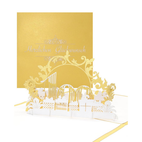 Carte pop-up 100 ans en or et blanc - Anniversaire et félicitations