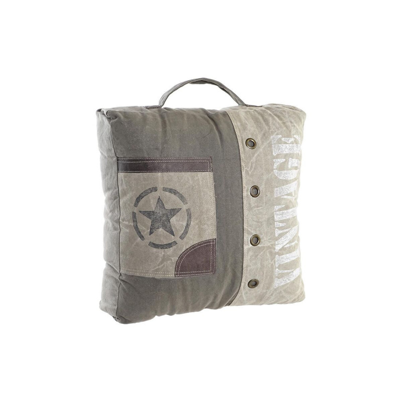 Image secondaire de Coussin DKD Home Decor De Sol Beige Marron Polyester Coton Cuir Étoile Aluminium Vintage (50 x 14 x 50 cm)