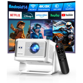 Vidéoprojecteur Mini Alwtniet 4K Ultra HD avec Wi-Fi 6 et Bluetooth 5.4