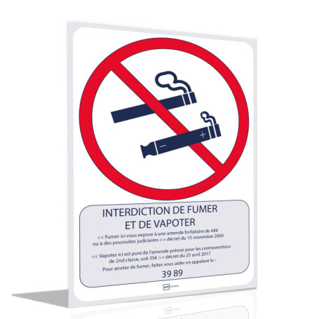 Autocollant Interdiction de Fumer et Vapoter - Affichage Obligatoire 2026 A5