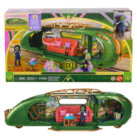 Coffret Train Émeraude Wicked avec Poupée Elphaba et Accessoires