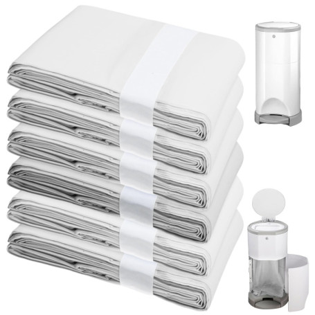 Lot de 6 Recharges Anti-Odeur pour Poubelle à Couches - 16L, Blanc