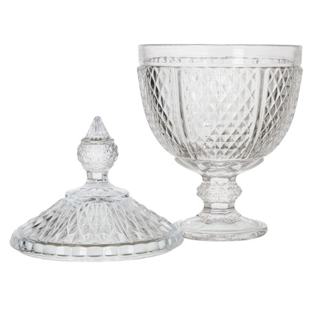 Bonbonnière en Verre Transparent en Forme de Diamant - 31 cm
