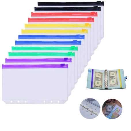 KAYSENSUK Pochettes Classeur A5 avec Fermeture Éclair - 12 Pochettes Translucides