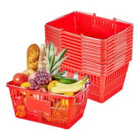 VEVOR Lot de 12 Paniers de Courses Empilables en Plastique Rouge - 21L