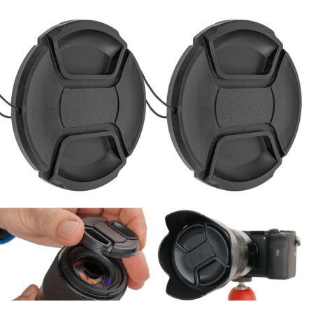 Capuchons de Protection pour Objectifs 37mm - 2 Pièces avec Cordon