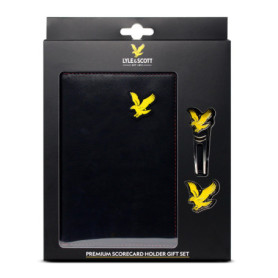 Coffret Cadeau Lyle & Scott pour Golfeurs - Porte-Carte de Score en Cuir avec Marqueur et Outil de Divot