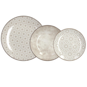 Service de vaisselle Tognana Habana en porcelaine beige pour 6 personnes - 18 pièces