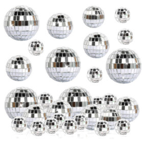 32 Mini Boules à Facettes Argentées pour Décoration de Fête