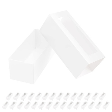 Boîte à Macarons avec Fenêtre - 30 Pièces en Blanc