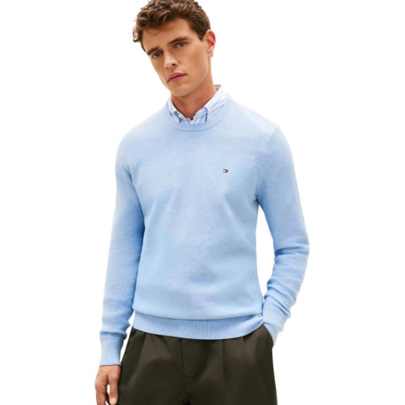 Pull-Over Tommy Hilfiger Essential Structure à Col Rond pour Homme - Bleu Vessel