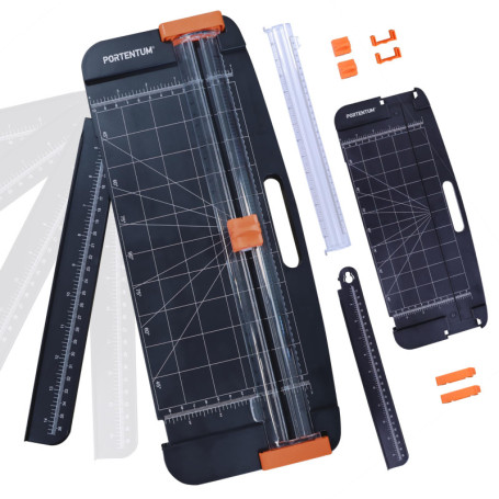 Massicot A4 PORTENTUM avec Rainurage et Règle Amovible - Guillotine Précise pour Loisirs Créatifs