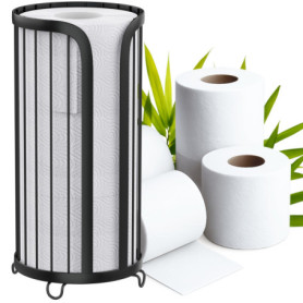 Porte Papier Toilette Hovea en Métal Noir Mat - Support Compact pour 3 Rouleaux