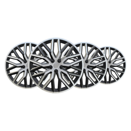 +PWR Enjoliveurs 14" Nova Noir/Argent - Lot de 4 pièces Universels