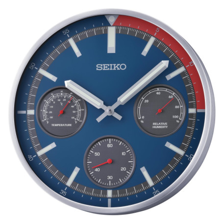 Horloge Murale Seiko Aluminium avec Affichage de Température - Bleu