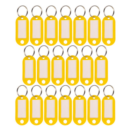 Porte-Clés Étiquettes Colorés WINTEX - 20 Pièces en Plastique Jaune