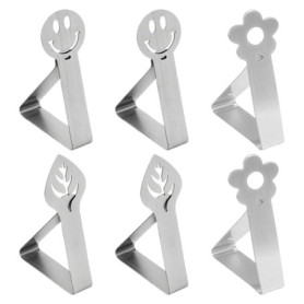 Set de 6 Pinces à Nappe en Acier Inoxydable - Antidérapantes et Résistantes
