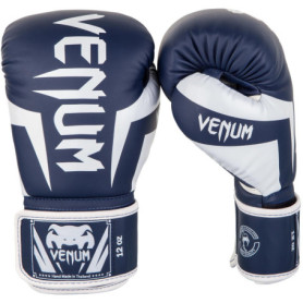 Gants de Boxe Venum Elite - Blanc et Bleu Marine - 16 oz