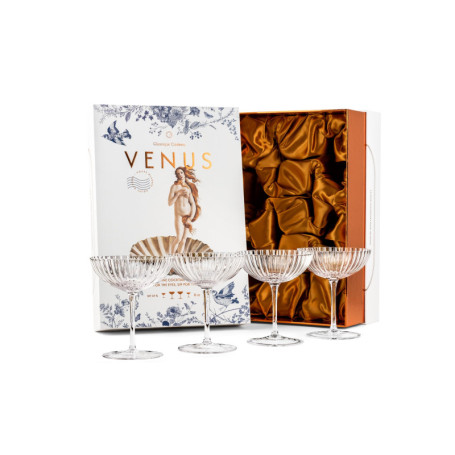 Coupes à Cocktail en Coquillage de Vénus - Lot de 4 en Cristal Côtelé