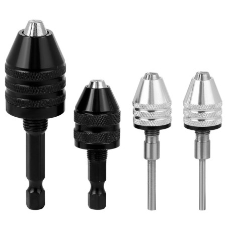 Jeu de 4 Mandrins de Perçage QWORK avec Adaptateurs et Poignées