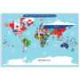 Poster éducatif carte du monde avec drapeaux pour enfants - 33 x 48,3 cm