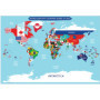 Poster éducatif carte du monde avec drapeaux pour enfants - 33 x 48,3 cm