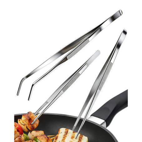 Set de 3 Pinces de Cuisine en Acier Inoxydable - Précision et Confort