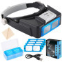 Loupe Bandeau Rechargeable avec Lumière LED et 4 Lentilles Interchangeables