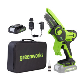 Tronçonneuse Mini Greenworks 24V sans Fil - 10 cm avec Batterie 2 Ah
