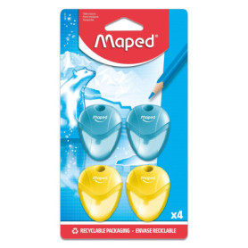 Lot de 4 Taille-Crayons Igloo Maped avec Réservoir Transparent - Ergonomiques et Colorés