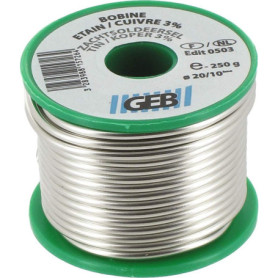 Bobine de Fil Soudure Étain/Cuivre 3% Ø2mm - 100g GEB