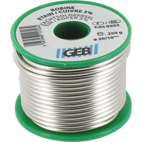 Bobine de Fil Soudure Étain/Cuivre 3% Ø2mm - 100g GEB