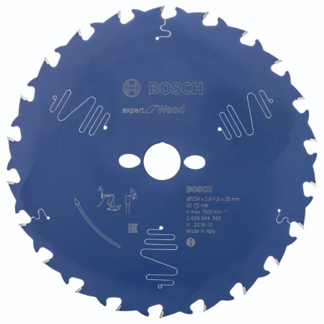 Lame de Scie Circulaire Bosch EXPERT Wood 254 mm pour Bois