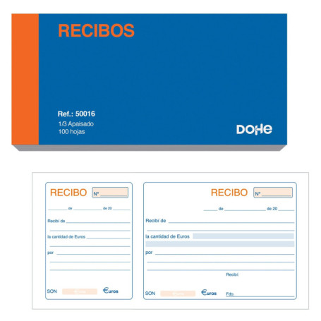 Pack de 10 Talonaires Reçus de Paiement - Format 21x10 cm